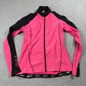 Canari Cycling Jacket Womens M Pink Black Full Zip Thermal Fleece Bicycle Coat